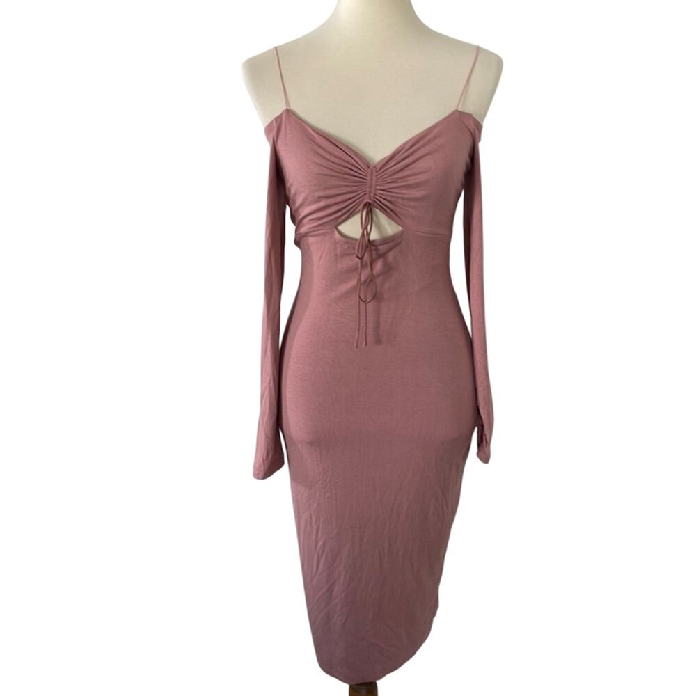 T by Alexander Wang Pink Long Sleeve Cut out Off the Shoulder Dress size Medium